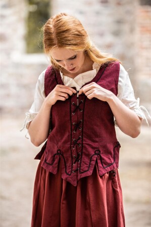 Bodice vest with embroidery "Selma" Red L