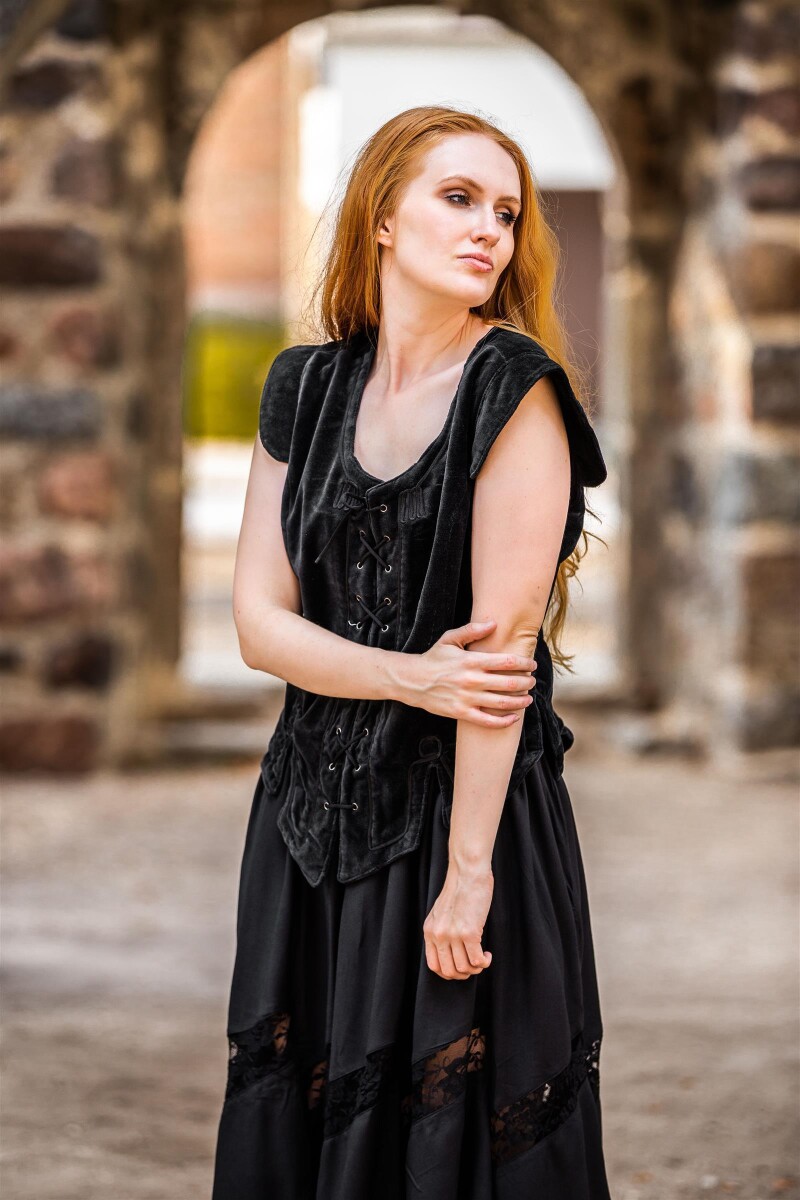 Samt-Miederweste "Adrienne" Schwarz S