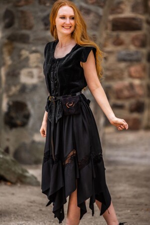 Gilet in velluto "Adrienne" Nero S