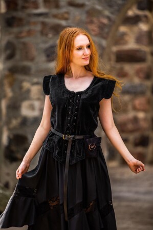 Gilet in velluto "Adrienne" Nero S