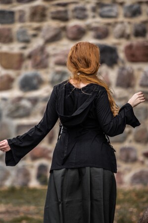 Laced top "Lea" with hood- Black XL