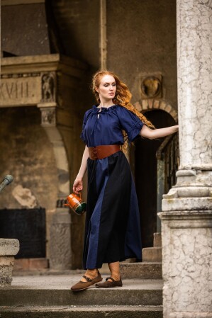 Jupe médiévale "Dana" Noir/Bleu XXL