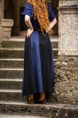 Jupe médiévale "Dana" Noir/Bleu XXL