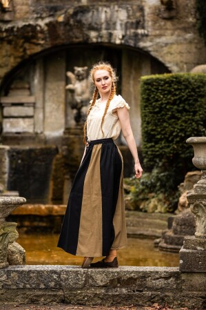 Falda medieval "Dana" Negro/Marrón claro XXL