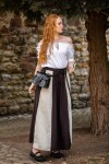 Falda medieval "Dana" Marrón oscuro/Natural XXXL