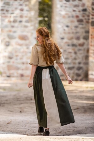 Falda medieval "Dana" Verde/Natural XXL