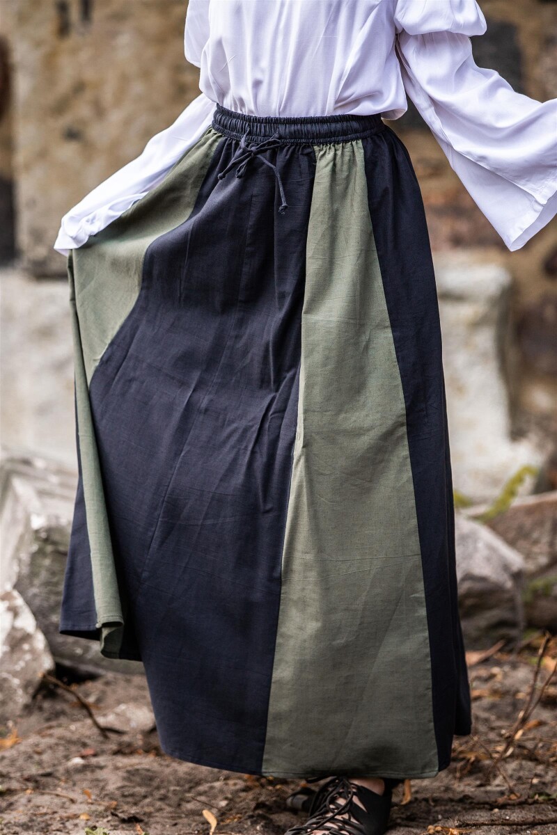 Falda medieval "Dana" Negro/Verde L/XL