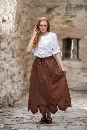 Jupe médiévale avec broderie "Svenja" Marron tabac S/M