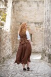 Jupe médiévale avec broderie "Svenja" Marron tabac S/M