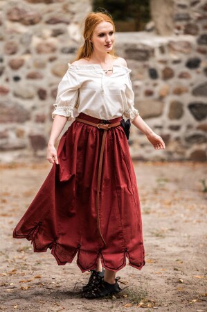 Jupe médiévale avec broderie "Svenja" Rouge S/M
