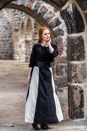 Falda medieval "Dana" Negro/Natural L/XL