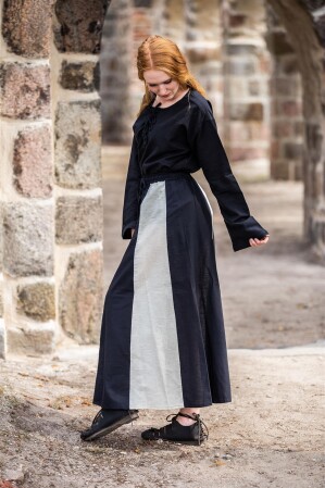 Falda medieval "Dana" Negro/Natural L/XL