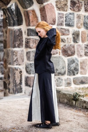 Falda medieval "Dana" Negro/Natural XXXL