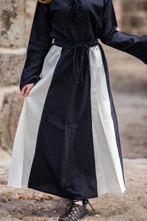 Falda medieval "Dana" Negro/Natural XXXL