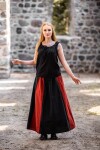Falda medieval "Dana" Negro/Rojo L/XL