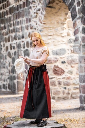 Falda medieval "Dana" Negro/Rojo XXXL