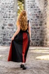 Falda medieval "Dana" Negro/Rojo XXXL