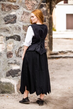 Jupe médiévale avec broderie "Svenja" Noir S/M