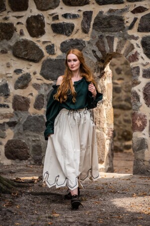 Falda medieval con bordado "Svenja" Natural XXXL