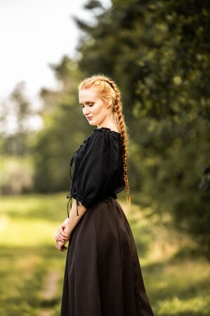 Medieval short sleeve blouse "Vera" Black M