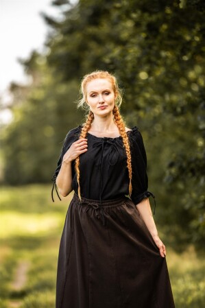 Medieval short sleeve blouse "Vera" Black L