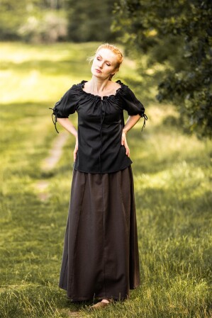 Mittelalter Kurzarmbluse "Vera" Schwarz XXL