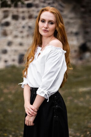Medieval short sleeve blouse "Vera" White XL