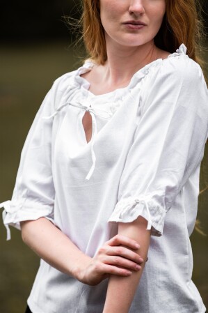 Blusa medieval de manga corta "Vera" Blanco XXL
