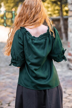 Blusa medieval de manga corta "Vera" Verde XS