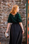 Blouse médiévale à manches courtes "Vera" Vert S