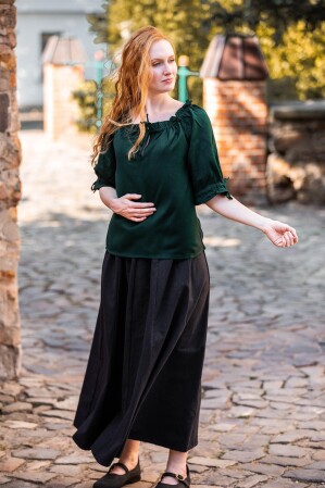 Medieval short sleeve blouse "Vera" Green XL