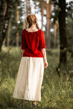 Blusa medieval de manga corta "Vera" Roja S