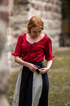 Kurzarm-Rüschenbluse "Bea" Bordeaux XXL