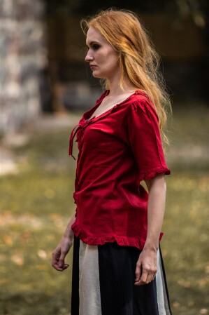 Kurzarm-Rüschenbluse "Bea" Bordeaux XXL