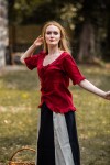 Kurzarm-Rüschenbluse "Bea" Bordeaux XXL