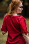 Kurzarm-Rüschenbluse "Bea" Bordeaux XXL
