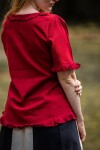 Kurzarm-Rüschenbluse "Bea" Bordeaux XXL