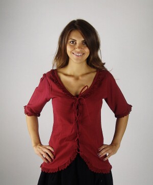 Mittelalter Kurzarmbluse "Gabriela" Rot XXXL