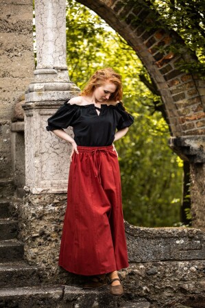 Mittelalter Kurzarmbluse "Verena" Schwarz XL