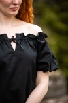Mittelalter Kurzarmbluse "Verena" Schwarz XL