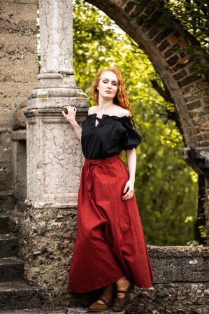 Mittelalter Kurzarmbluse "Verena" Schwarz XXL
