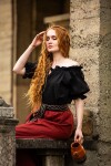 Medieval short sleeve blouse "Verena" Black XXXL