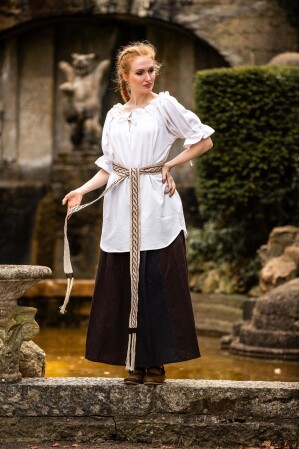 Blusa medieval de manga corta "Verena" Blanco XXXL