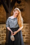 Medieval short sleeve blouse "Verena" Dove blue XXXL