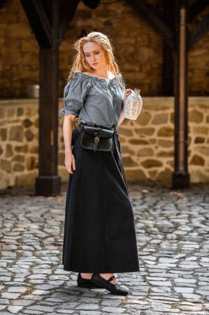 Mittelalter Kurzarmbluse "Verena" Taubenblau S