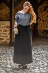 Mittelalter Kurzarmbluse "Verena" Taubenblau S