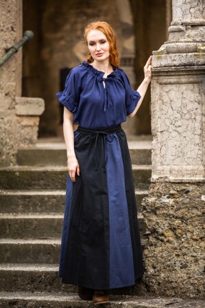 Blouse médiévale à manches courtes "Verena" Bleu foncé S