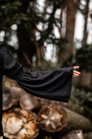 Blouse médiévale classique "Emma" Noir L/XL