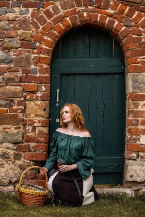 Klassische Mittelalterbluse "Emma" Grün S/M