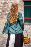 Classic medieval blouse "Emma" Green L/XL
